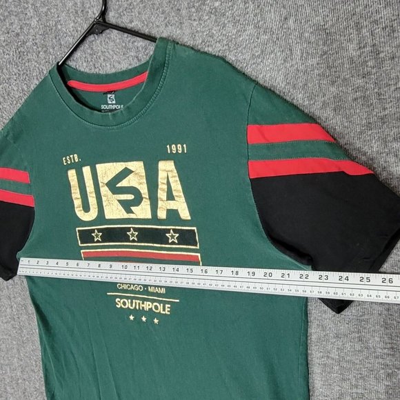 Southpole T-Shirt Mens XL Green USA New York Los Angeles Atlanta Chicago Miami - Picture 6 of 11